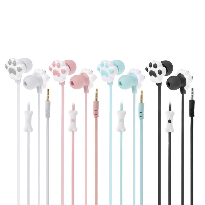 VIVI Cat paw cartoon in-ear headphones with storage box