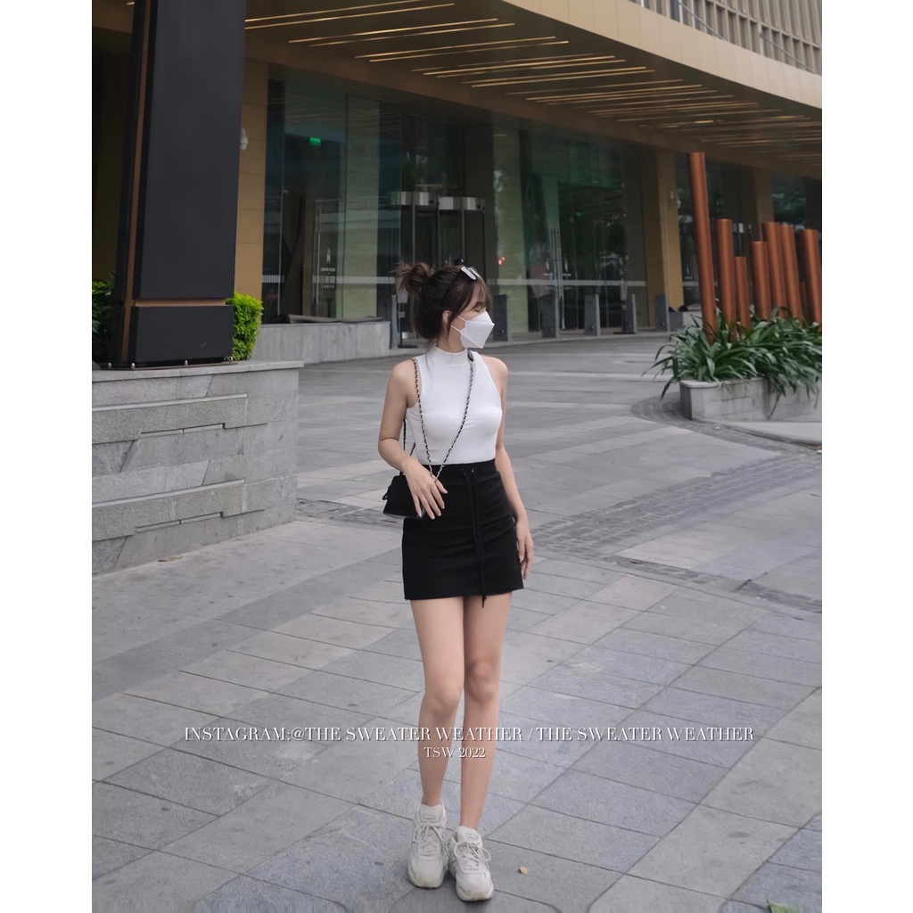 (Ảnh thật) Chân váy thun trơn da cá sporty the.sweaterweather TSW