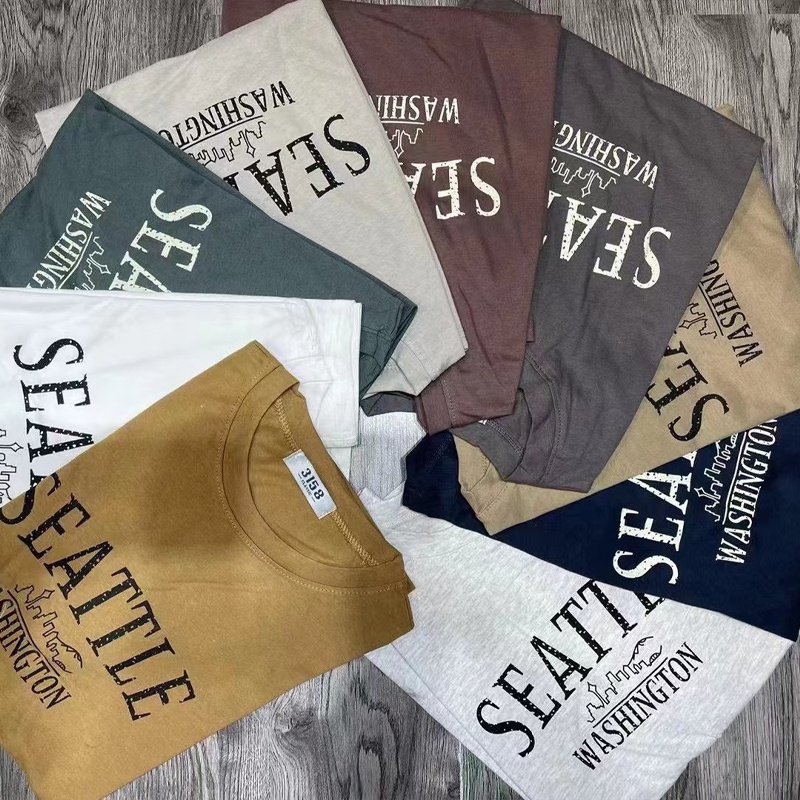 Áo thun 3158 chất cotton tay lỡ form rộng phông nam nữ in chữ hàng Quảng Châu ANDOSA AT24