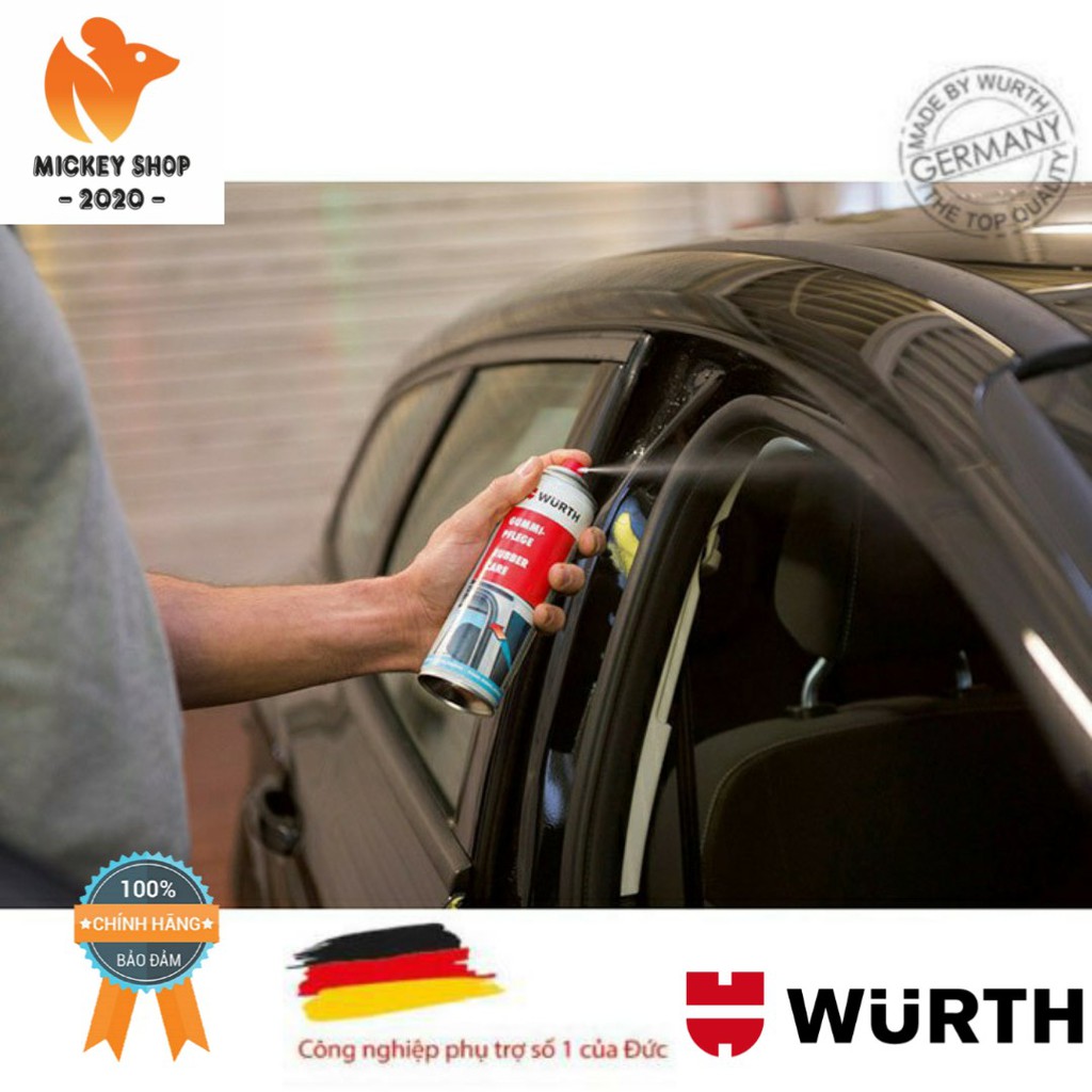 [ GERMANY ] Chai xịt bảo dưỡng cao su Wurth Rubber Care 0890110 300ML