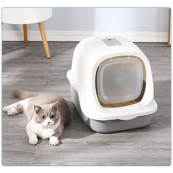 Nhà vệ sinh có nắp kín cho mèo, size to, tặng kèm xẻng