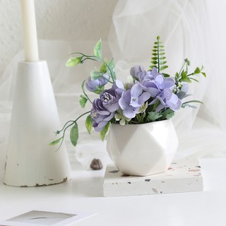 Chậu sứ trắng hoa phối