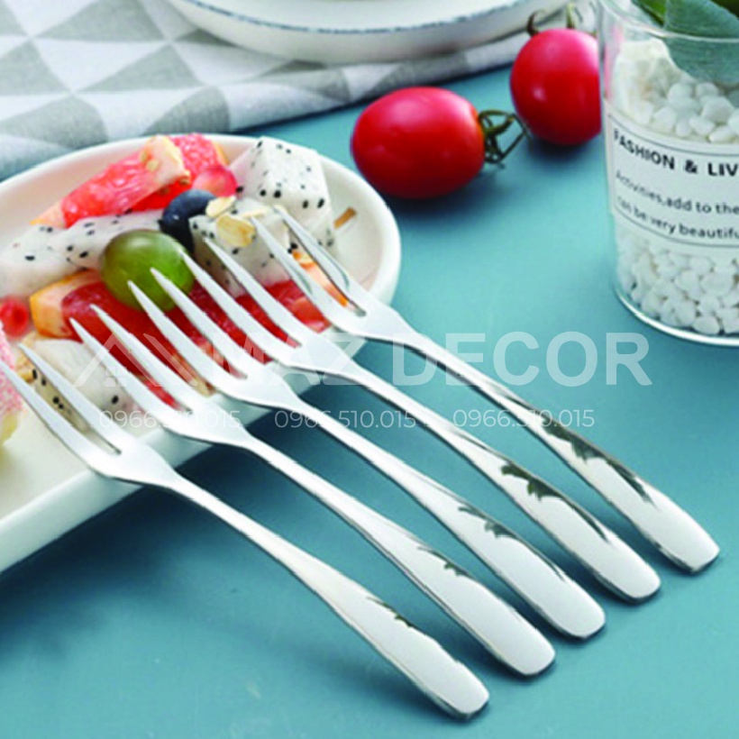 Giá sỉ tại xưởng Bộ 10 chiếc dĩa nĩa inox 2 răng ăn trái cây hoa quả dài 13 cm bền rẻ