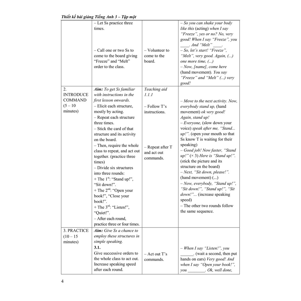 Sách Thiết kế bài giảng tiếng anh Lớp 3 Tập 1