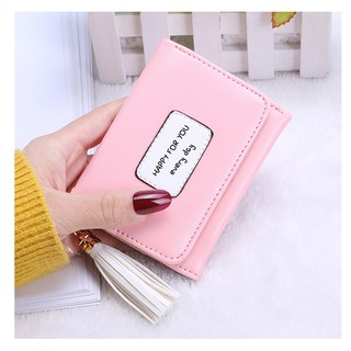 Ví ngắn nữ dây tua rua happy for you