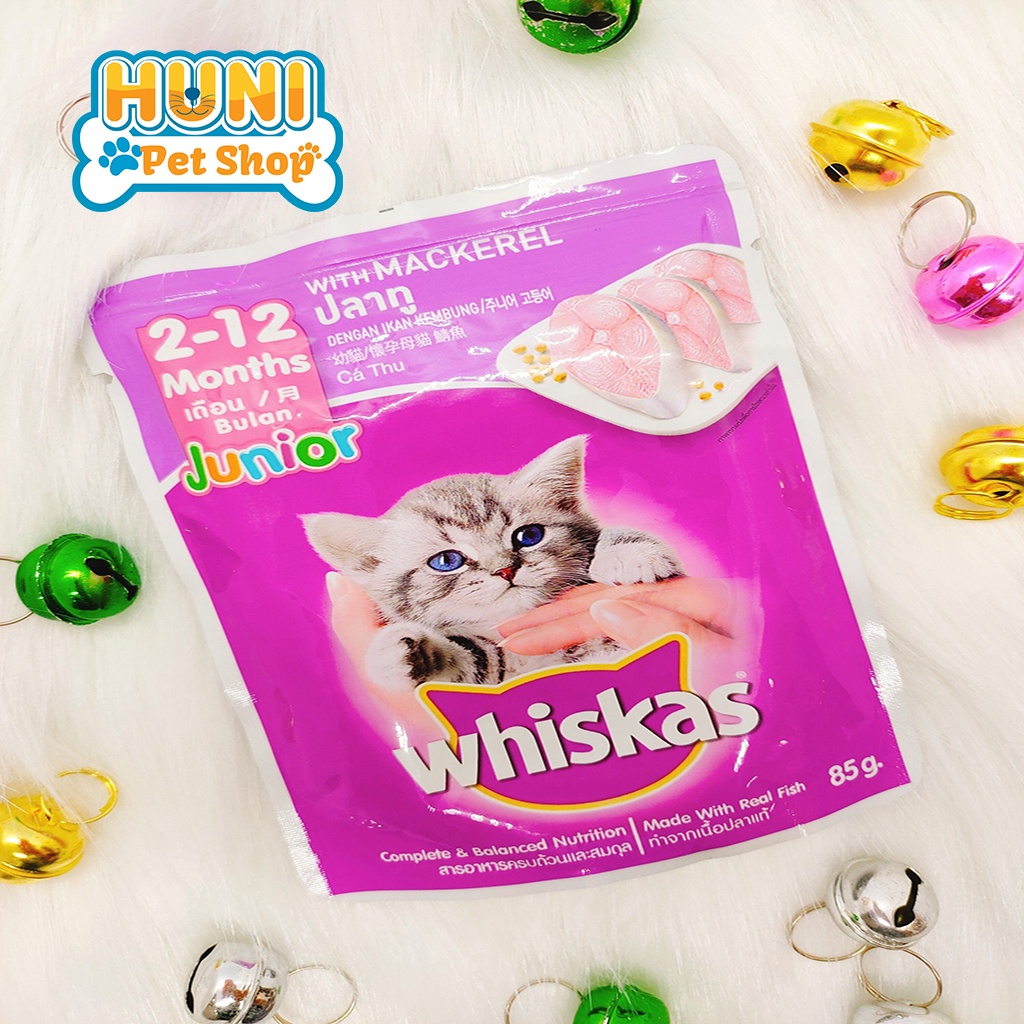 Pate mèo whiskas vị CÁ THU - CÁ NGỪ - CÁ BIỂN sốt mèo nhiều vị Thức ăn cho mèo lớn, gói 85g - Huni Petshop