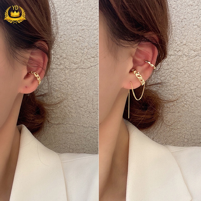 Khuyên kẹp vành tai kim loại thiết kế đơn giản sang trọng cho nữ