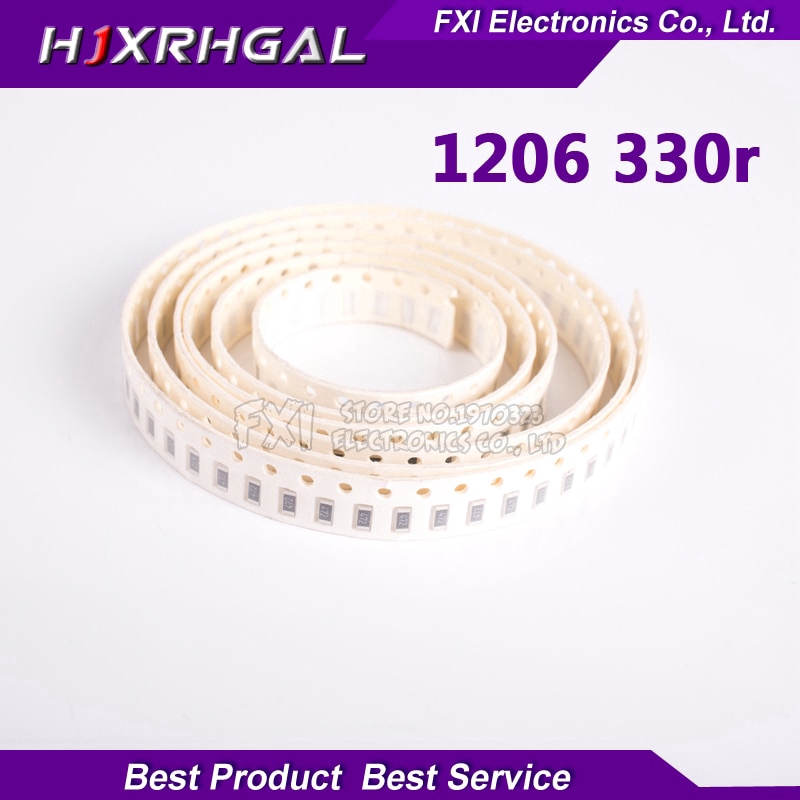 100 Chiếc 1206 Điện Trở SMD 330 ohm chip Điện Trở 0,25W 1 / 4W 330R 331 Mới Chính Hãng