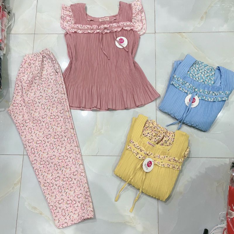 Bộ lụa DẬP LI tay cánh tiên quần dài và quần lửng