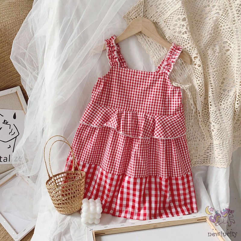 Đầm Yếm Kẻ Ca Rô Cho Bé