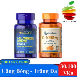 [Mã 229FMCGSALE giảm 8% đơn 500K] Combo Trắng Da L-Glutathione 500mg 30 viên và vitamin C 1000mg 100 viên