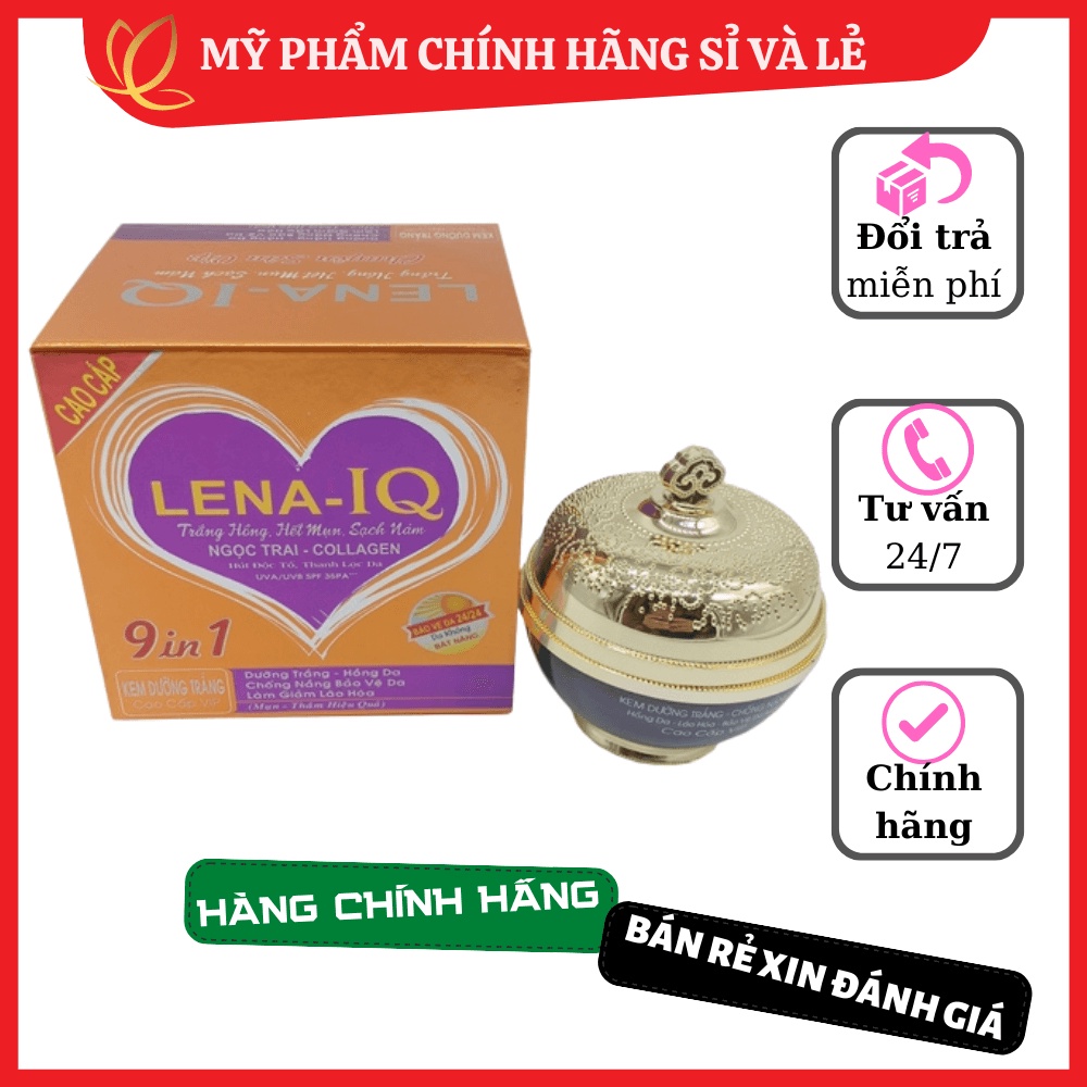 Kem Lena IQ Q37, Kem Dưỡng Trắng Da Chống Nắng Làm Mờ Thâm Nám Tàn Nhang Đồi Mồi Giữ Ẩm Phục Hồi Chống Lão Hóa Da 50g