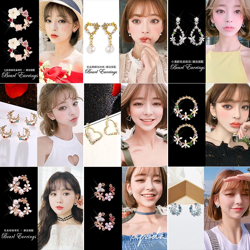 Khuyên Tai Hishop Đính Đá Nhiều Kiểu Phong Cách Thời Trang