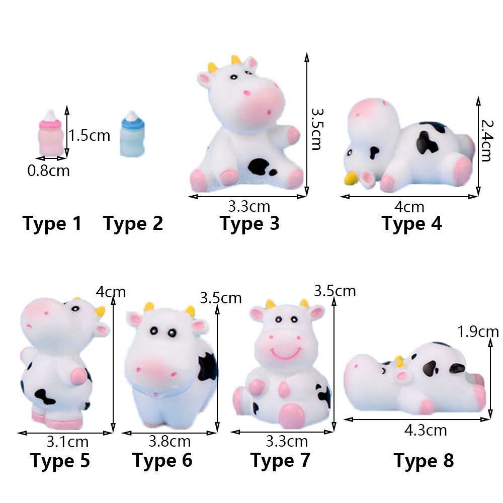 Tượng bò sữa mini dễ thương dùng trang trí tiểu cảnh/ nhà cửa DIY tùy chọn kiểu dáng