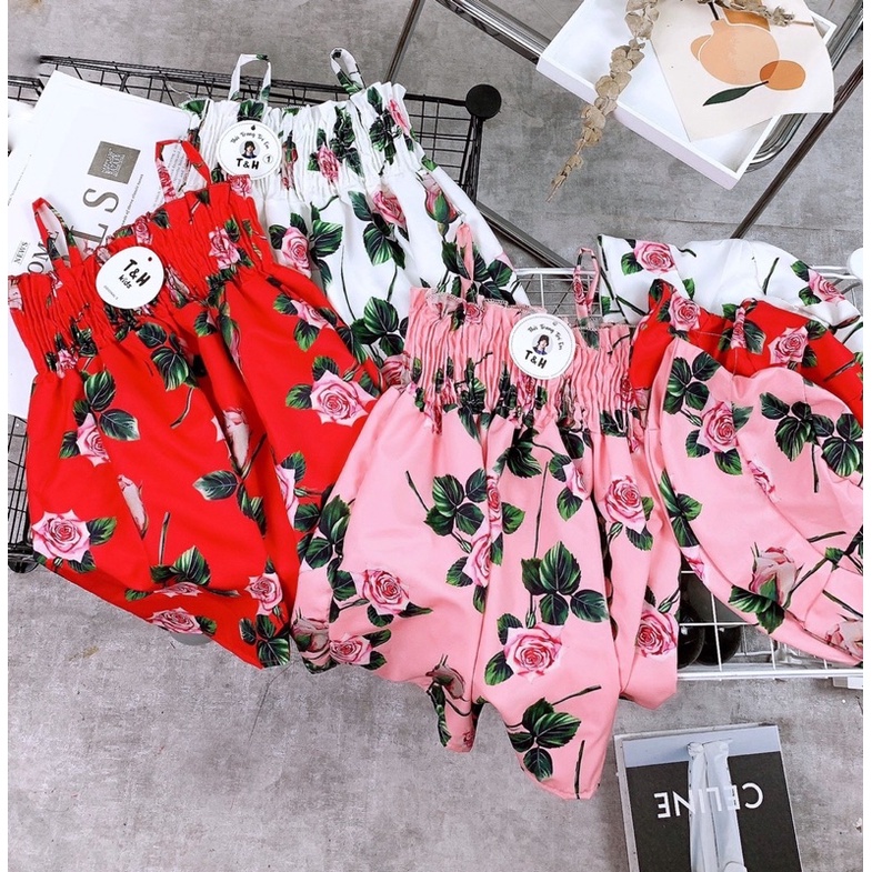 Váy voan hoa maxi kèm mũ cho bé gái