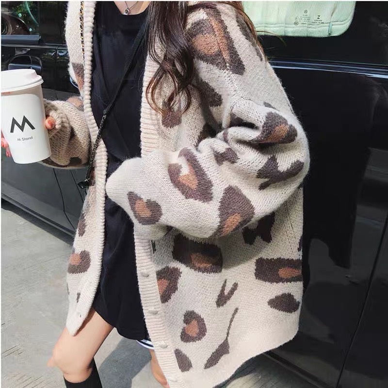 Áo khoác cardigan len nữ Cardigan họa tiết da beo dáng dài chất dày dặn Hàng Loại 1 Kiều One Shop
