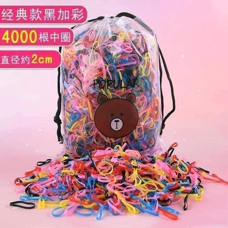 TÚI 4000 DÂY CHUN BUỘC TÓC NHIỀU MÀU CHO MẸ VÀ BÉ
