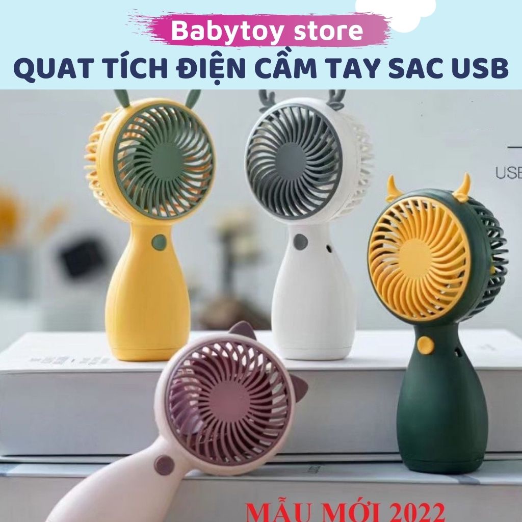 Quạt cầm tay có đế để bàn - quạt mini sạc pin tích điện