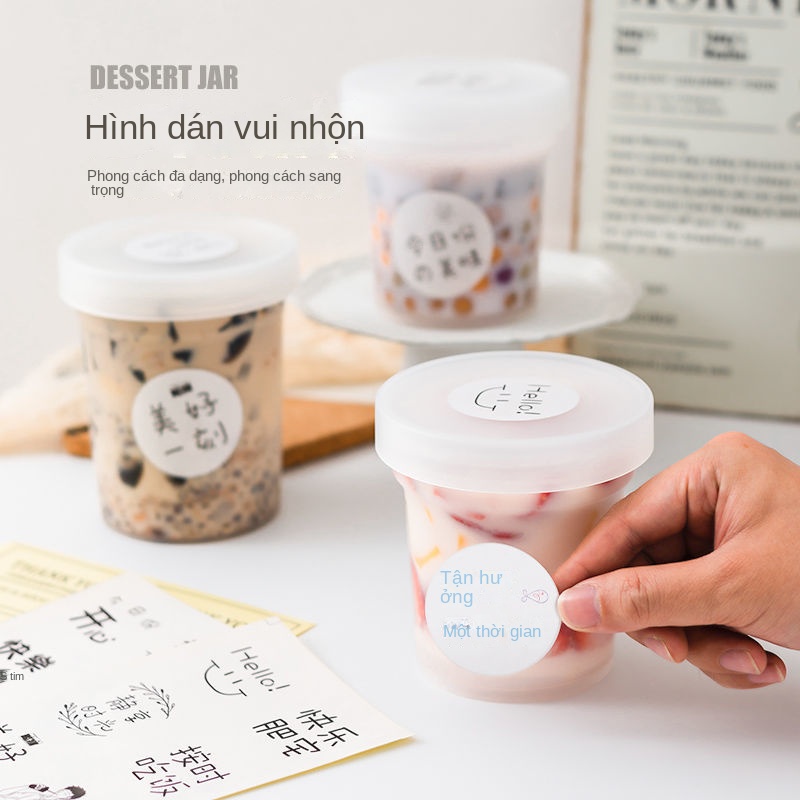 Bình Nhựa Rỗng Đựng Trà Sữa / Nước Ép Có Nắp Đậy Dùng Một Lần