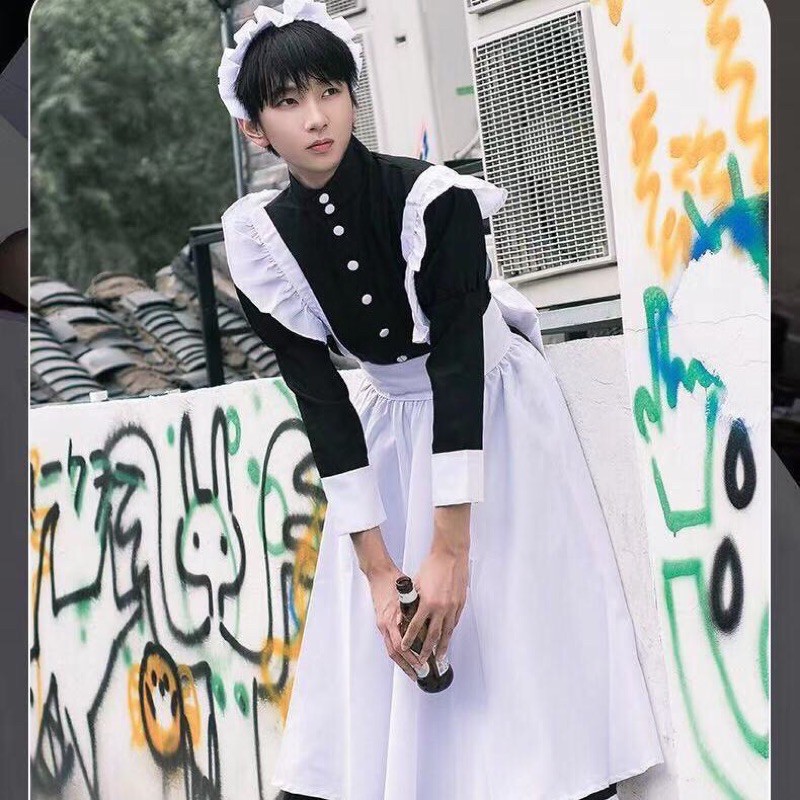 set cosplay hầu gái, dành cho nam và nữ, đồ cos