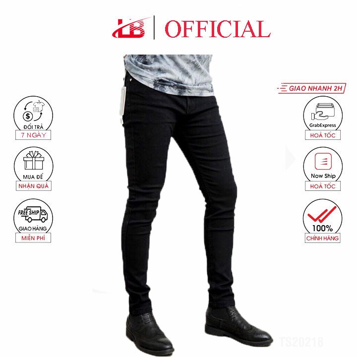 Quần jean nam đen trơn LB co giãn, jean cotton cao cấp, co giãn, mềm mịn không ra màu - Hàng nhập khẩu