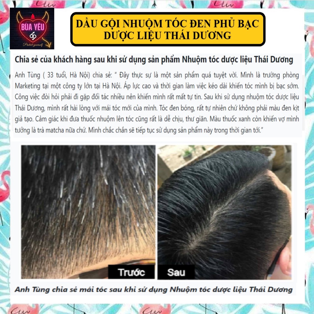 Dầu gội Đen tóc THÁI DƯƠNG gói 10g Dược liệu thảo dược phủ bạc tóc Tại nhà đơn giản, không ngứa da đầu, xơ tóc