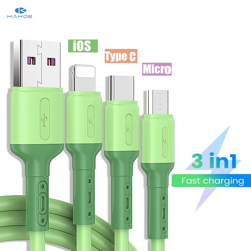Dây Cáp Sạc 3 Trong 1 Chất Lượng Cao Cho iP TYPE-C Micro USB 5A