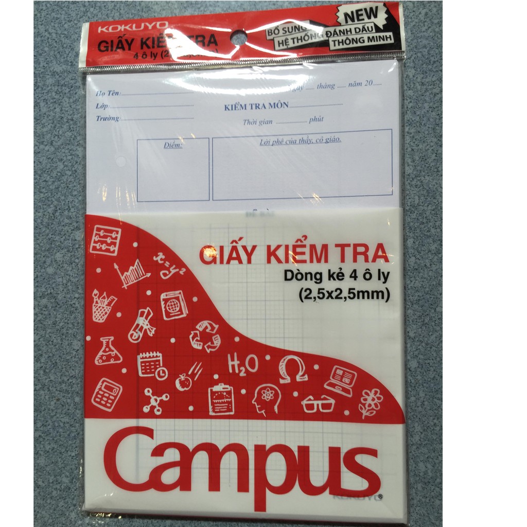 1 tập giấy kiểm tra dòng kẻ 4 ô ly Campus