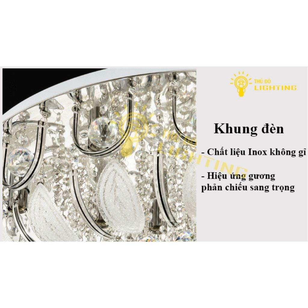 Đèn Ốp Trần Phòng Khách Pha Lê Tròn THỦ ĐÔ LIGHTING Sử Dụng Hoàn Toàn Pha Lê Trắng Được Mài Dũa Tỉ Mỉ Tinh Tế 50174-600
