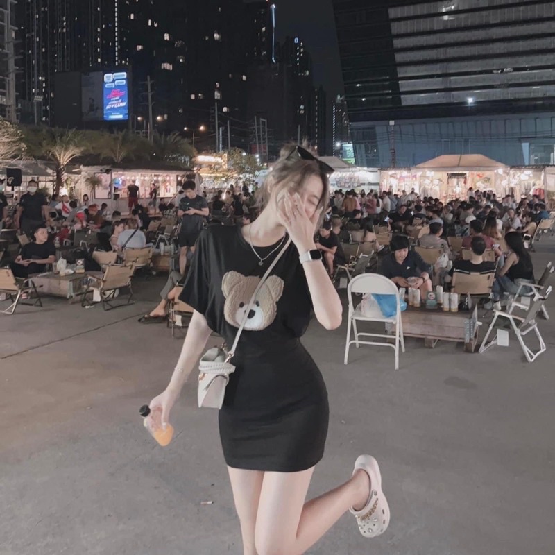 Váy body gấu đen siêu hot tôn dáng