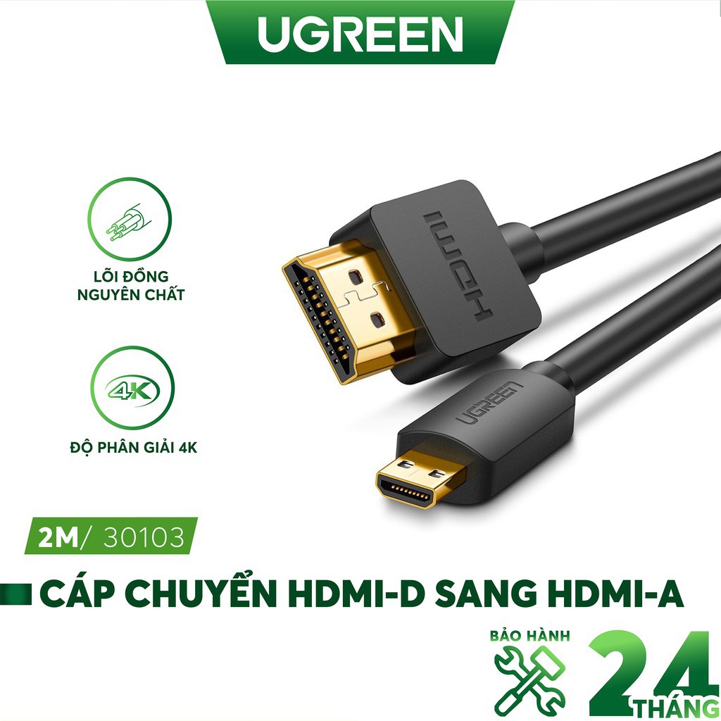 Mua ngay Cáp chuyển Micro HDMI Type D sang HDMI Type A dài từ 1-3m UGREEN HD127 [Giảm giá 5%]