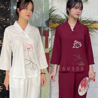 Đồ lam đi chùa # tim 1nút ngọc lụa pháp # đồ bộ # quần áo nữ