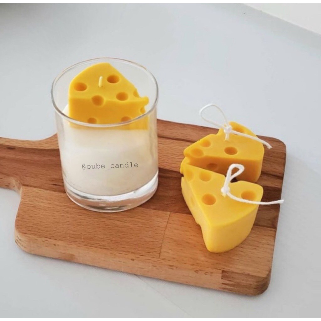 Nến thơm tinh dầu cao cấp phong cách Hàn Quốc Hình Ly Phô Mai trang trí phòng cực xinh Oube Candle NT57