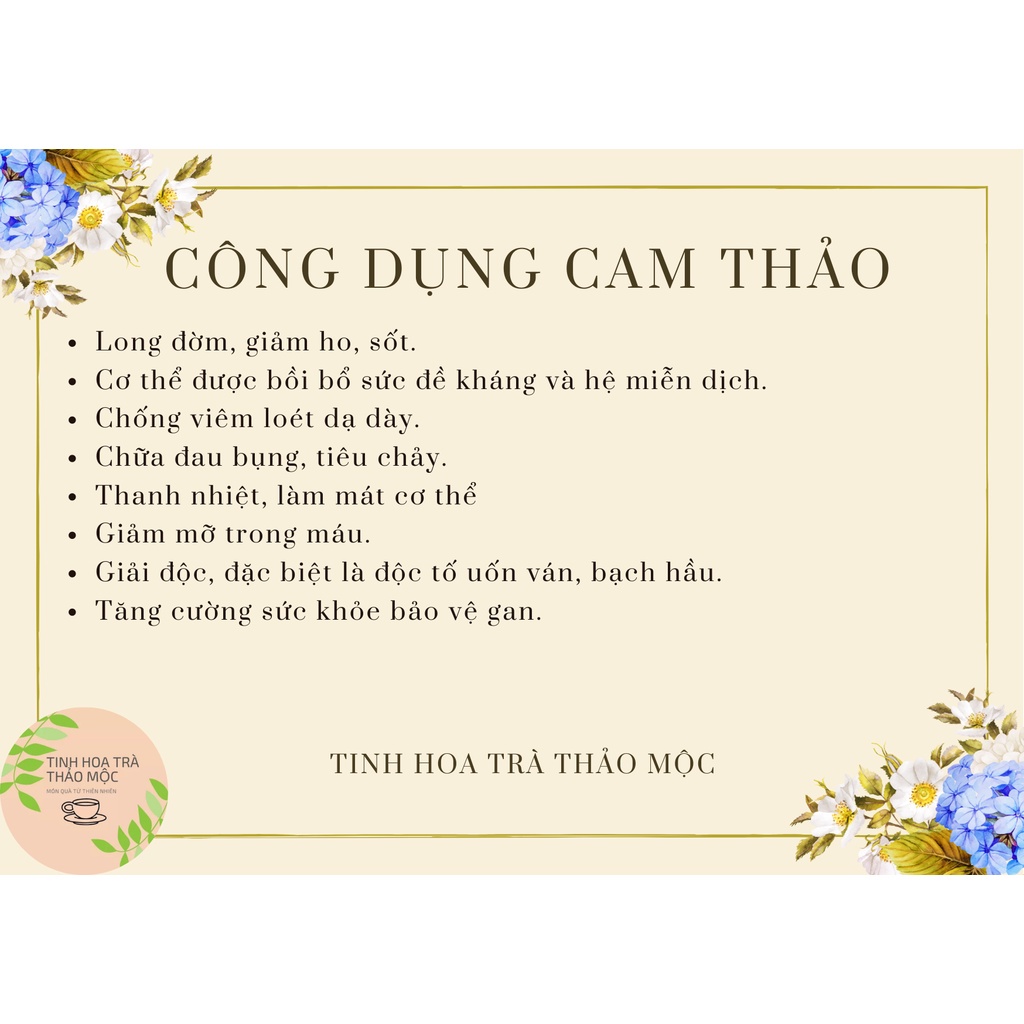 Cam thảo sấy khô 100 gram Tinh Hoa Trà Thảo Mộc Món Qùa Từ Thiên Nhiên