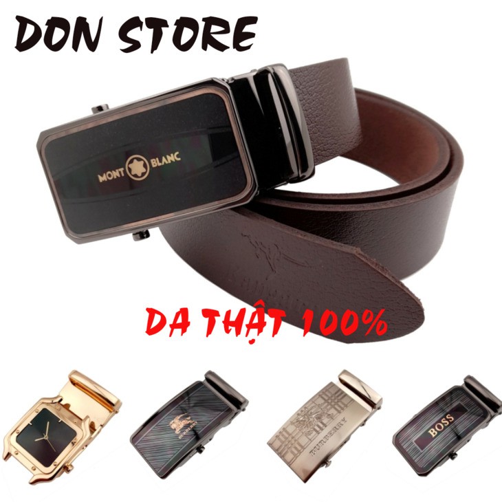 [Full Hộp] Thắt Lưng Nam Dây Da Bò Thật 100%  Kiểu Khóa Tự Động Thép Không Gỉ Cao Cấp (BH 12 THÁNG)