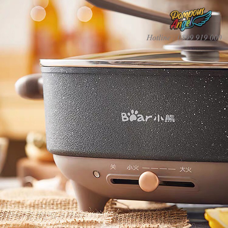 Nồi lẩu nướng điện 2 ngăn uyên ương 6L BEAR DHG- C60P6 lòng nồi chống dính,đun sôi nhanh