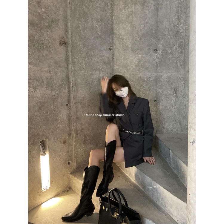 Áo khoác blazer thu đông kèm đai đẹp sang trọng 2022