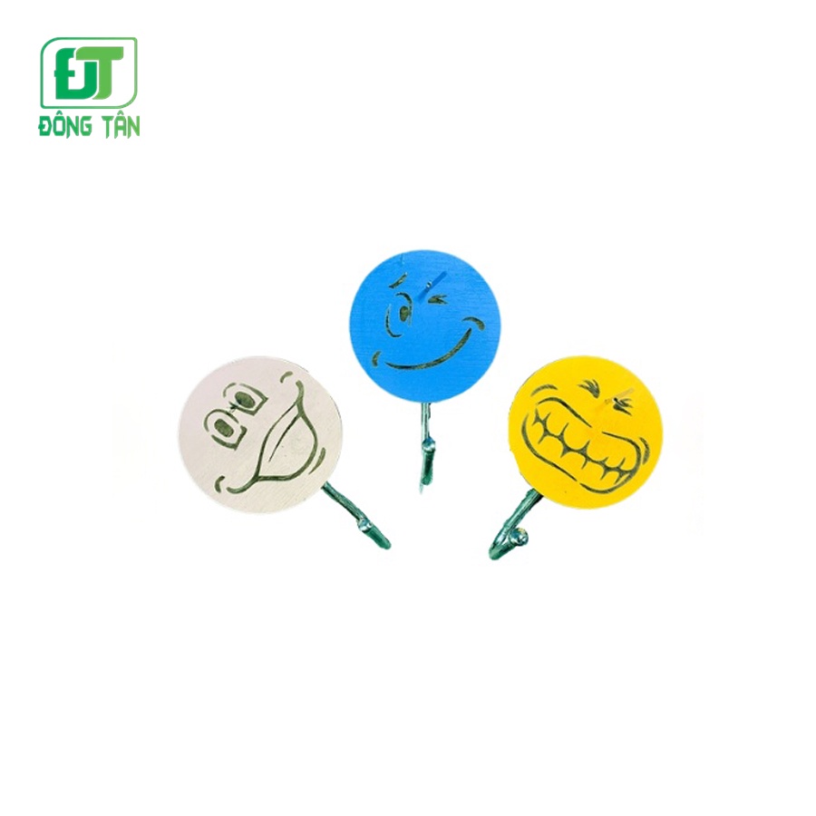 Combo 6 Móc Dán Tường Bằng Gỗ Mặt Cười Ngộ Nghĩnh Móc Treo Bằng Inox Có Sẵn Đinh Thép Màu Ngẫu Nhiên
