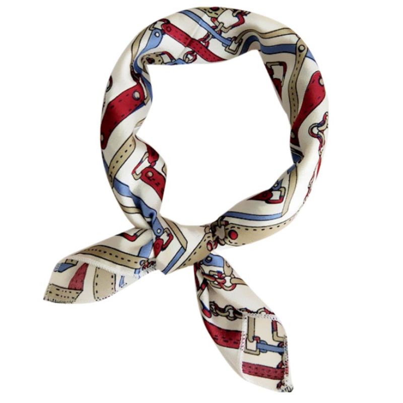 Khăn Vuông 48x48CM Bằng Vải Satin Jacquard In Họa Tiết Chấm Bi / Lông Vũ Nhiều Màu Cổ Điển