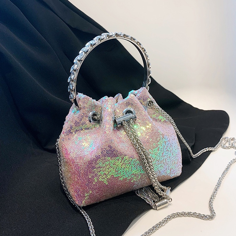 Túi đeo chéo mini IELGY đính sequin phối dây xích thời trang dành cho nữ