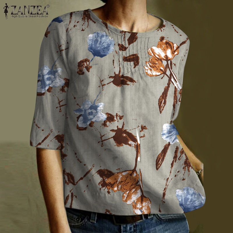 Zanzea Áo Nữ Tay Lửng Cổ Tròn Phong Cách Châu Âu Thời Trang