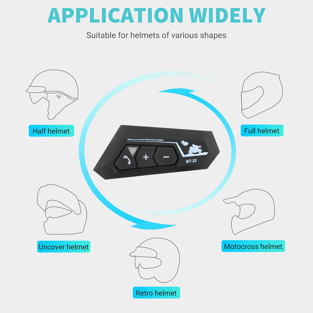 Tai Nghe Bluetooth 5.0 Bt22 Không Dây Gắn Mũ Bảo Hiểm Xe Mô Tô Mp3 Với Chip CSR Chip