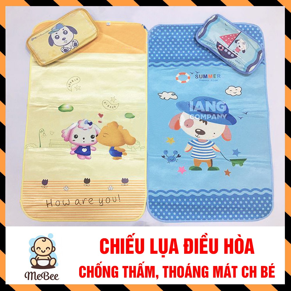 Chiếu lụa điều hòa, Chiếu điều cho bé kèm gối thảo dược 1m2