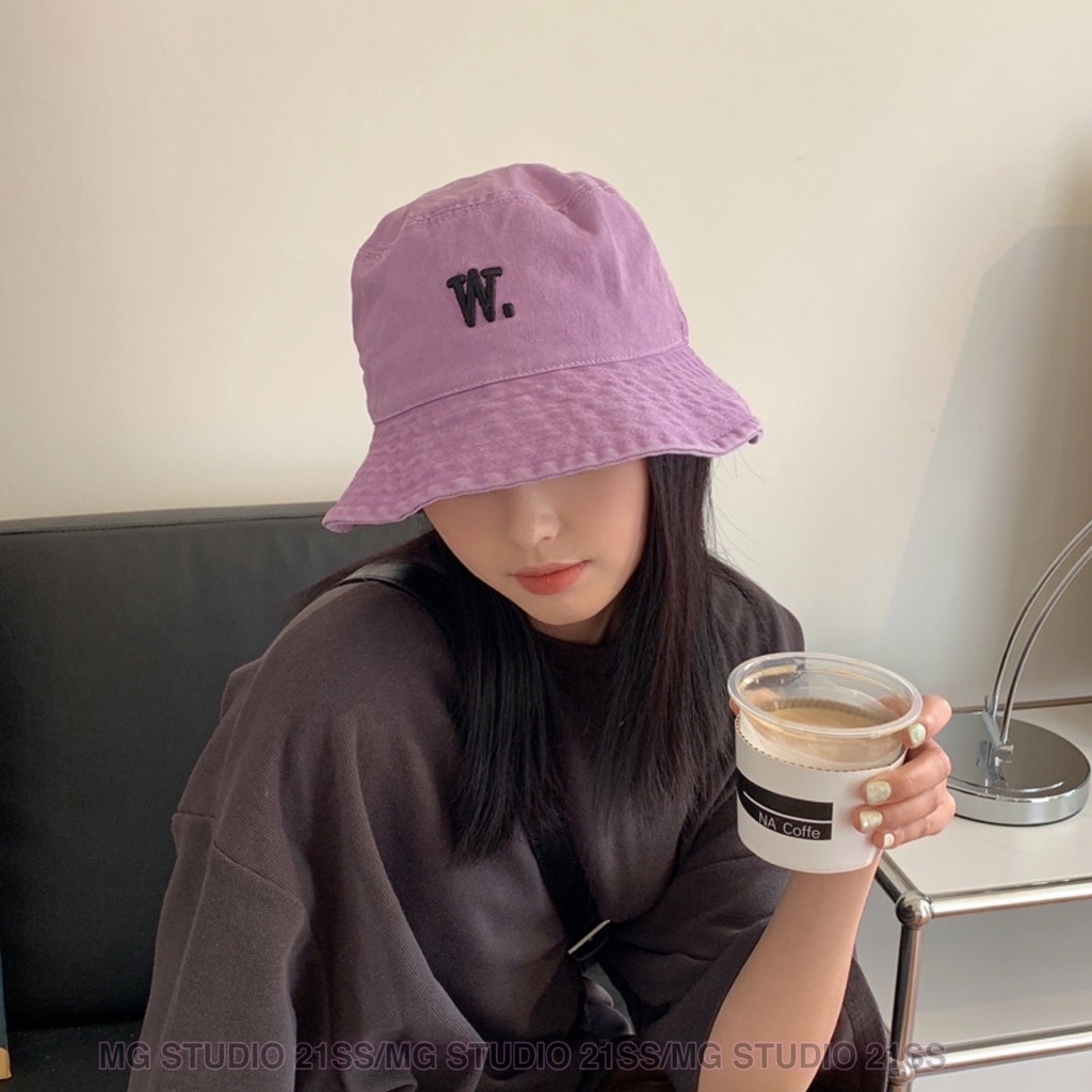 Mũ vành Mg STUDIO thêu chữ w thời trang xinh xắn cho nữ