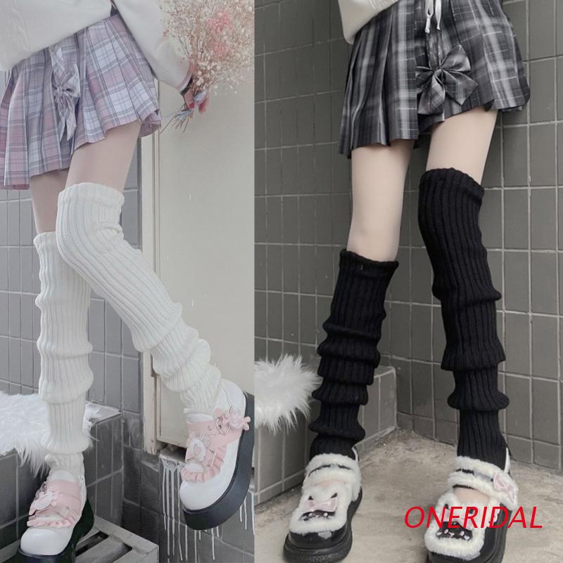 Oneri Giày Bốt Cổ Cao Qua Đầu Gối Sọc Ngang Màu Trơn Phong Cách Lolita Nhật Bản Cho Nữ