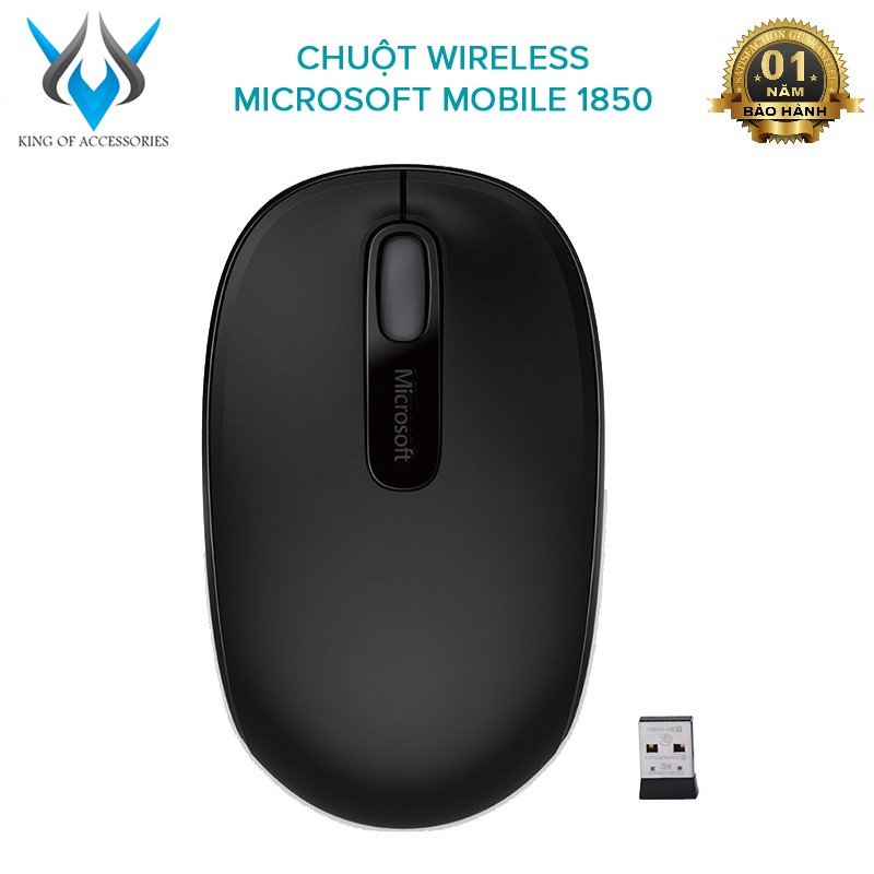 Chuột không dây wireless Microsoft Mobile 1850 siêu bền - PSD phân phối (Đen)