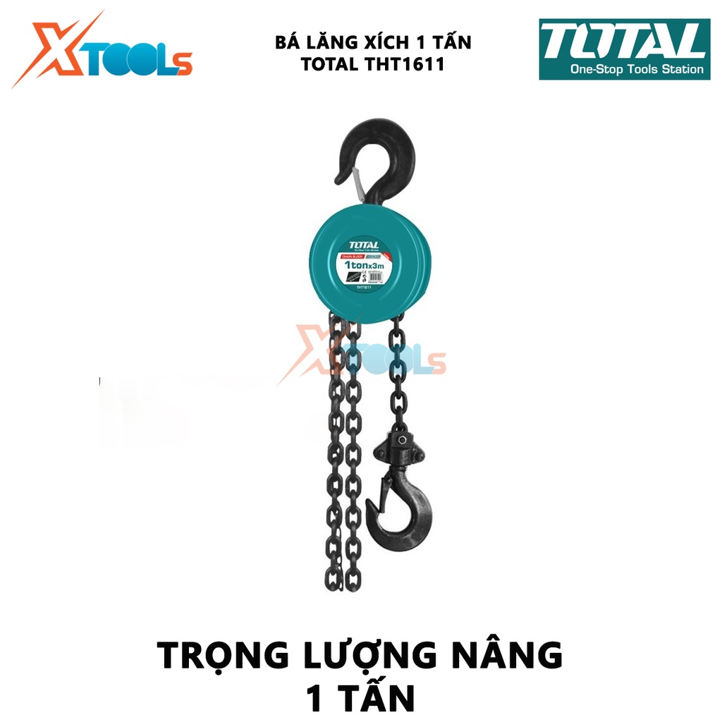 Pa lăng xích TOTAL Bá lăng xích Trọng lượng nâng 1-3 tấn Độ cao nâng 3m Số dây xích nâng 1-2, xích kéo tay, nâng hạ nhẹ