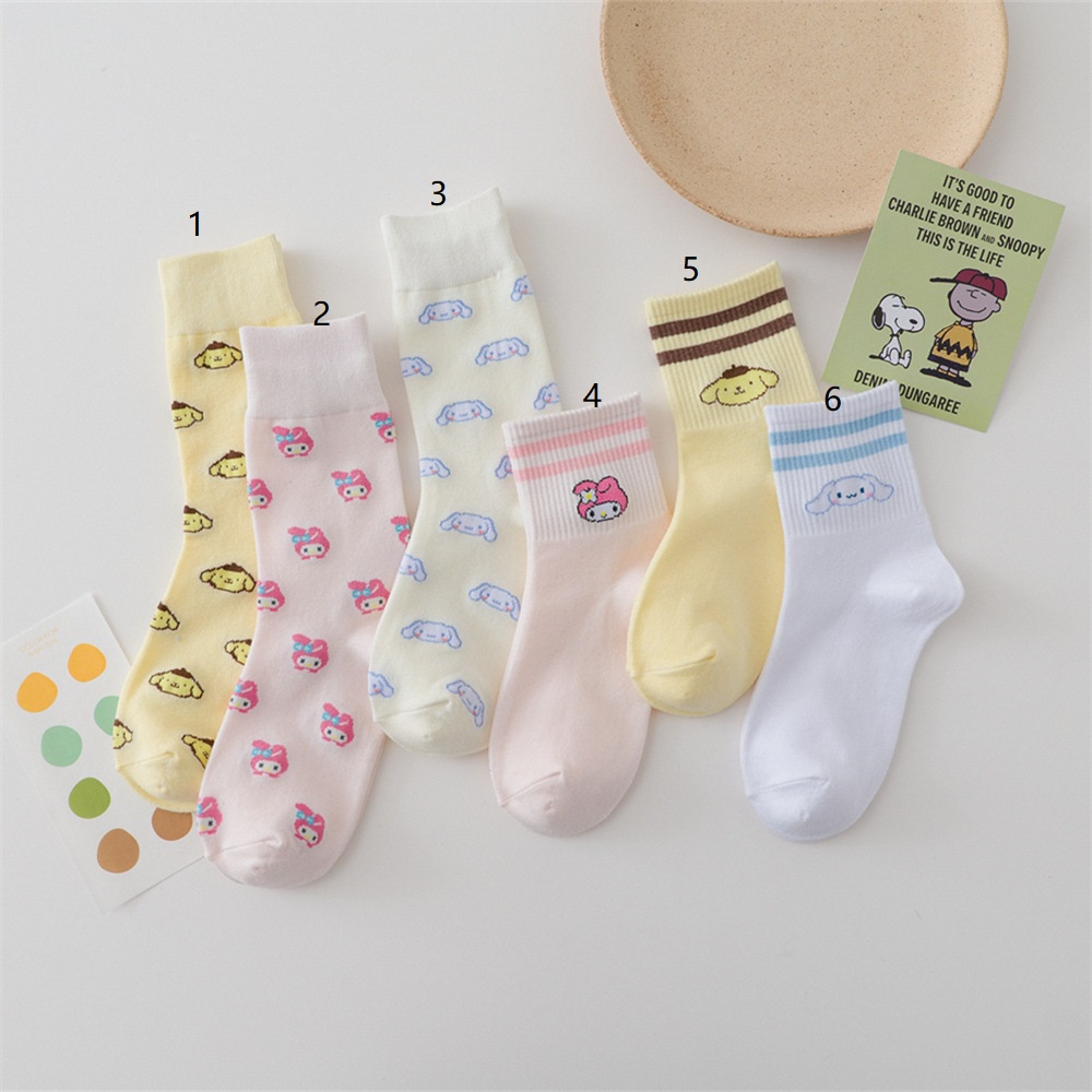 Vớ Cotton Unisex Mềm Mại In Họa Tiết Hoạt Hình Melody Cinnaman Dog Dễ Thương