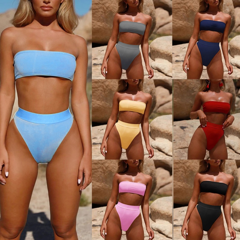 Bộ bikini 2 mảnh không dây màu sắc quyến rũ cho nữ