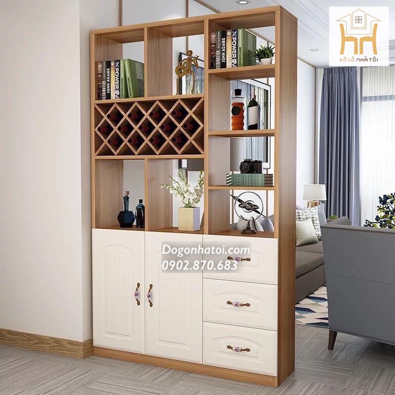 KỆ TỦ RƯỢU VÁCH NGĂN TR606 - 2m x 1m2 (MẪU HOT ĐỘC QUYỀN) - Đồ Gỗ Nhà Tôi